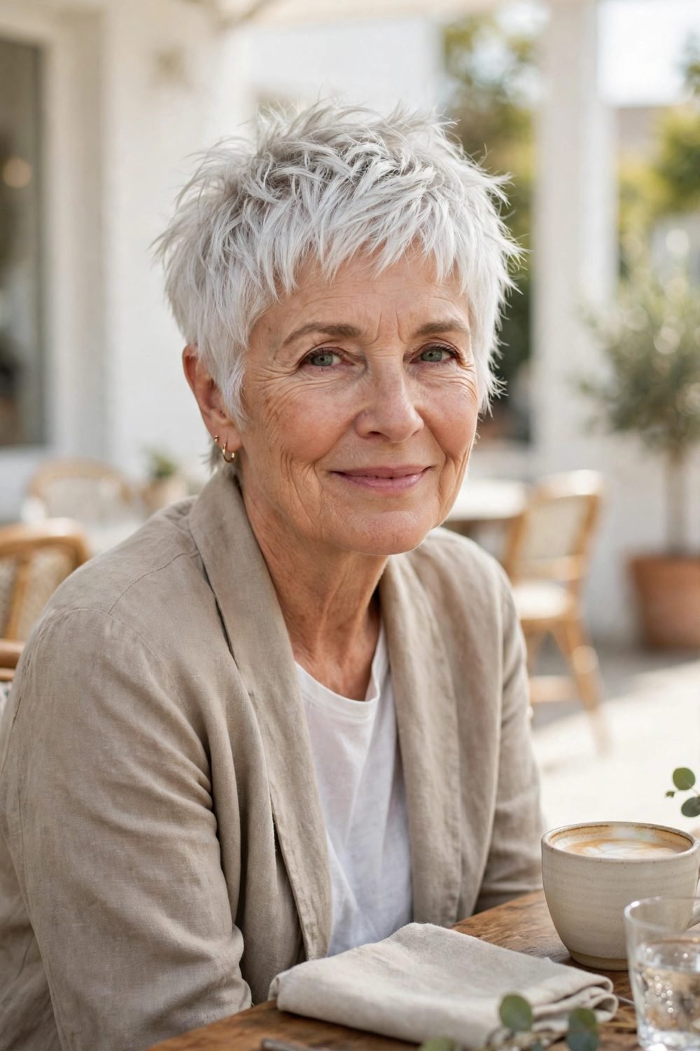 Layered short haircut for women over 60: Choppy Pixie With Broken Edges