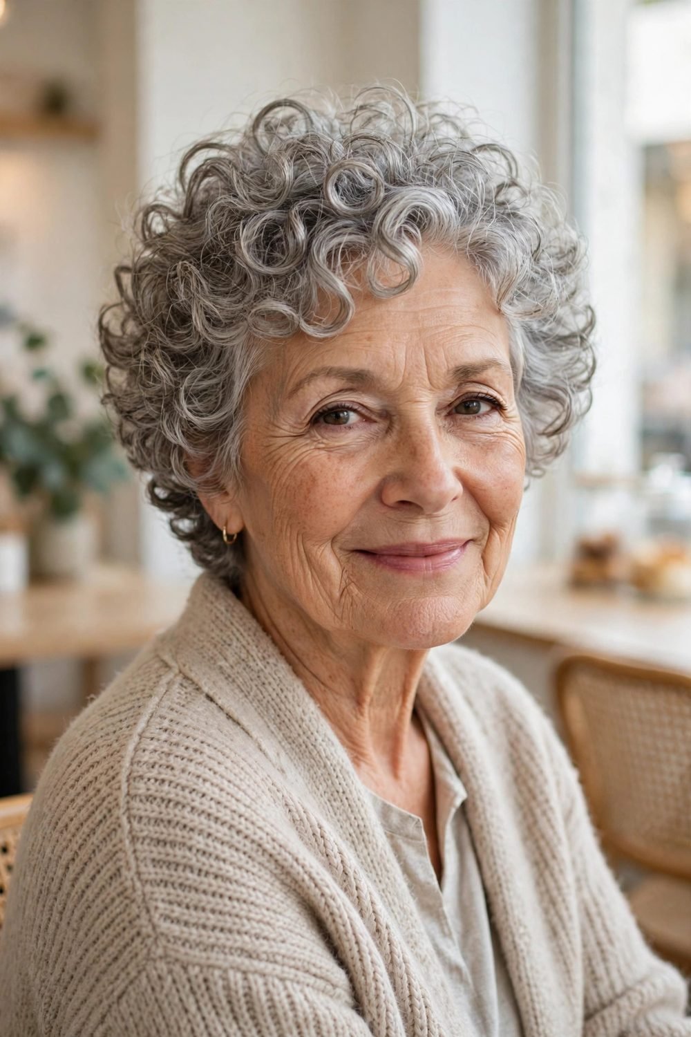Layered short haircut for women over 60: Curly Layered Crop That Lets Curls Spring