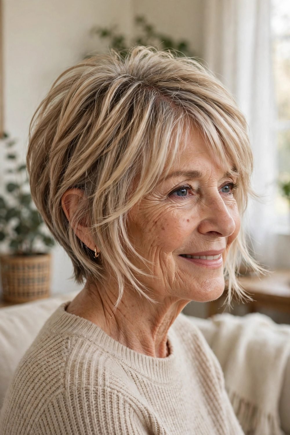 Layered short haircut for women over 60: Layered Pixie Bob For Women Who Fear Going Too Short