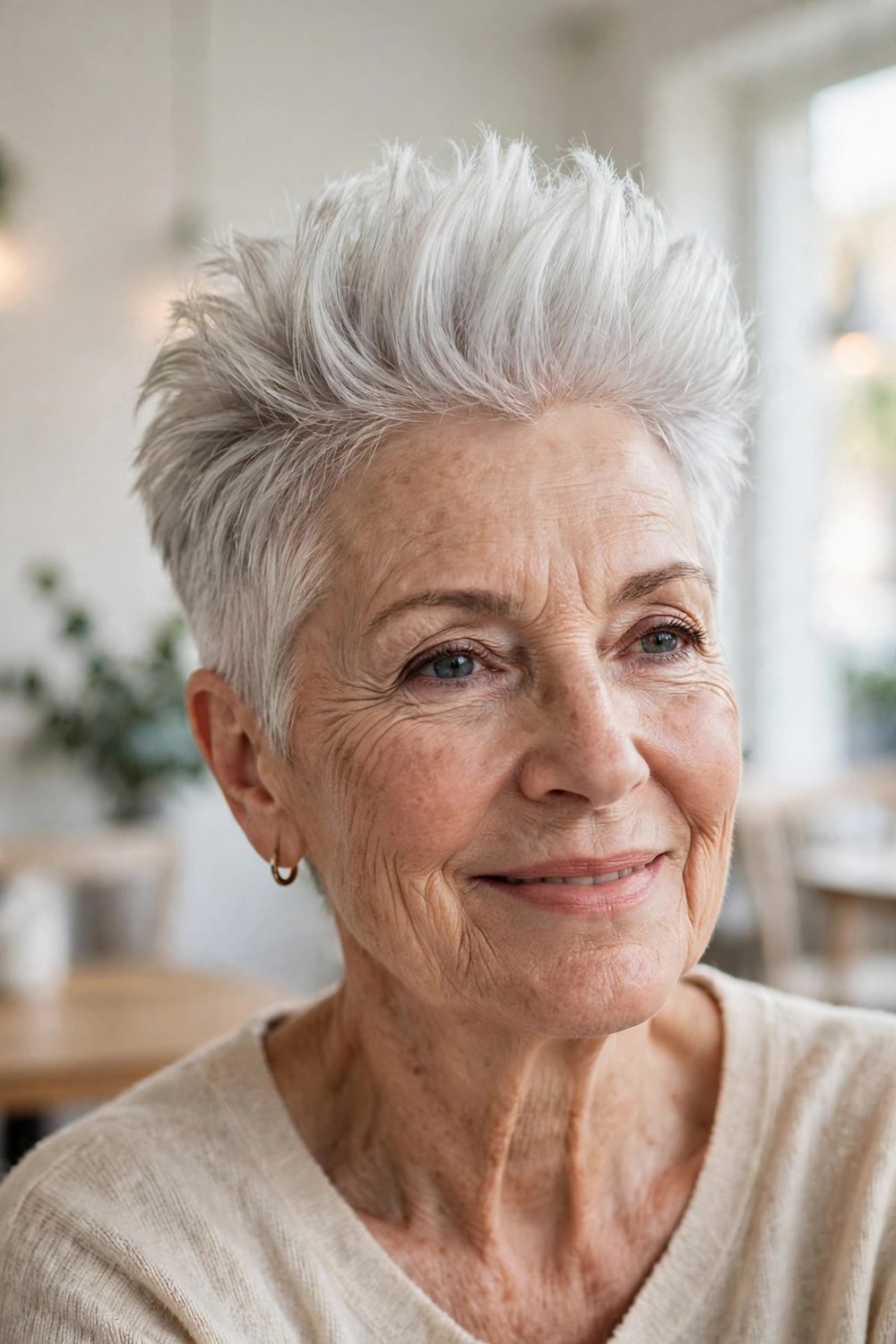 Layered short haircut for women over 60: Crown Lift Crop For A Flat Top