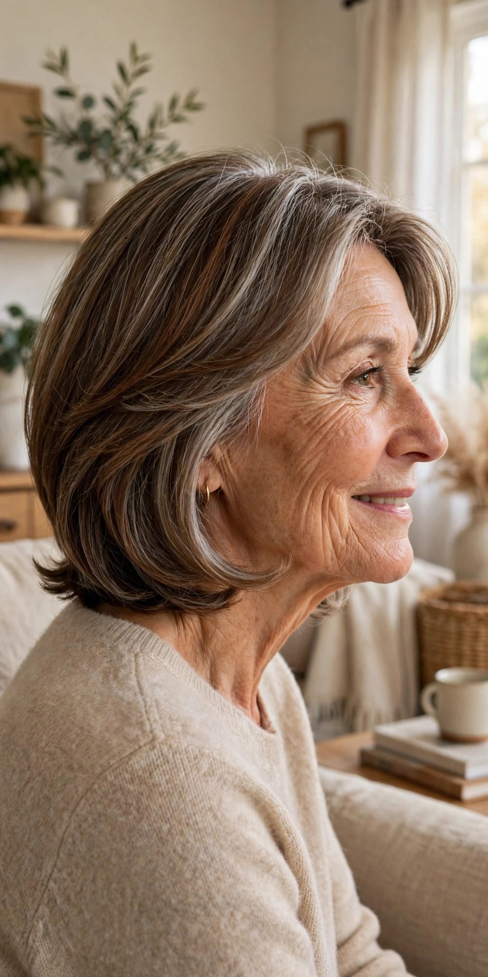 Layered short haircut for women over 60: Modern Soft Pageboy With Under Layers