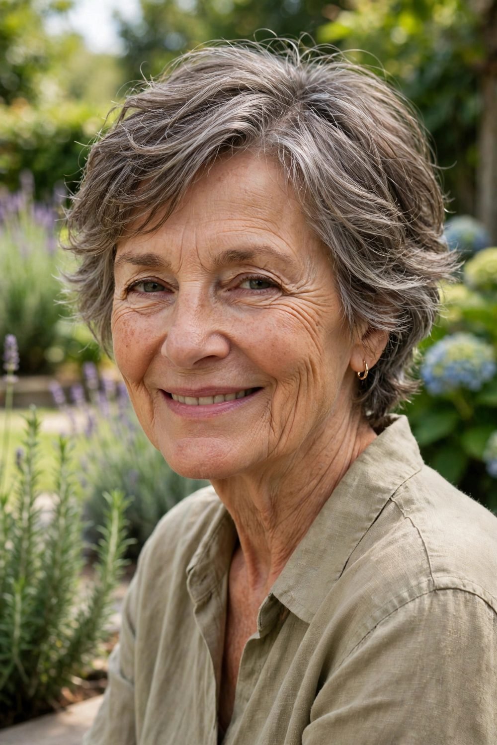 Layered short haircut for women over 60: Air Dry Layered Crop For Low Fuss Mornings