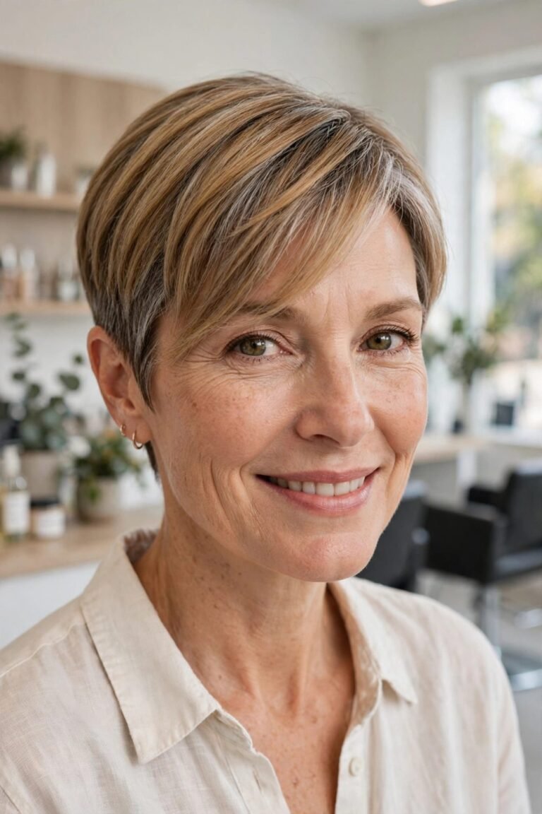 Haircut with side bangs for women over 50: The Side Swept Pixie, a Classic Among Haircuts With Side Bangs Over 50